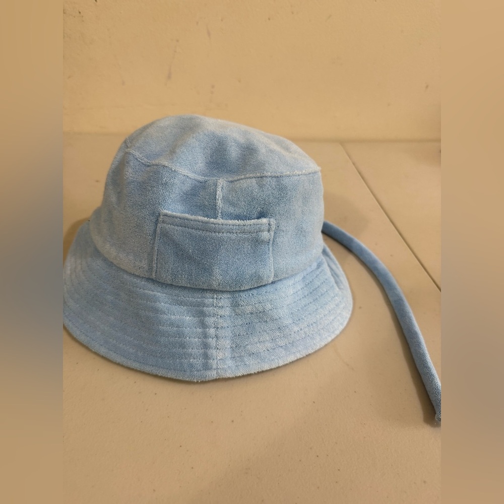 Lack Of Color Kids Pastel Blue Terry Bucket Hat with Chin Strap
